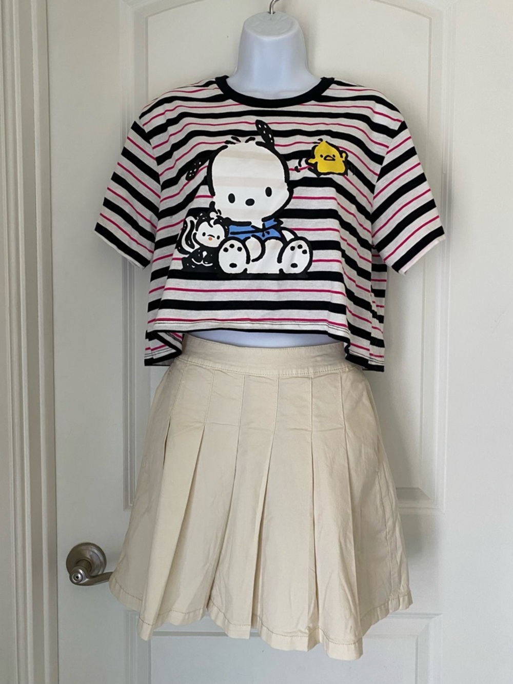 American Eagle Pleated Mini Skirt In Ivory Y2K Preppy Academia Size 2Regular